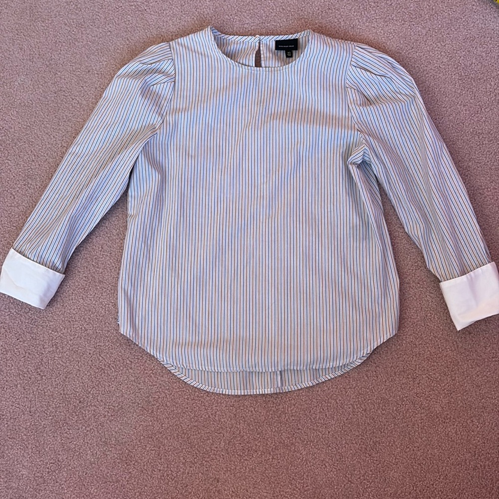 Blue and White Cuffed Women’s Long Sleeve Size XS
